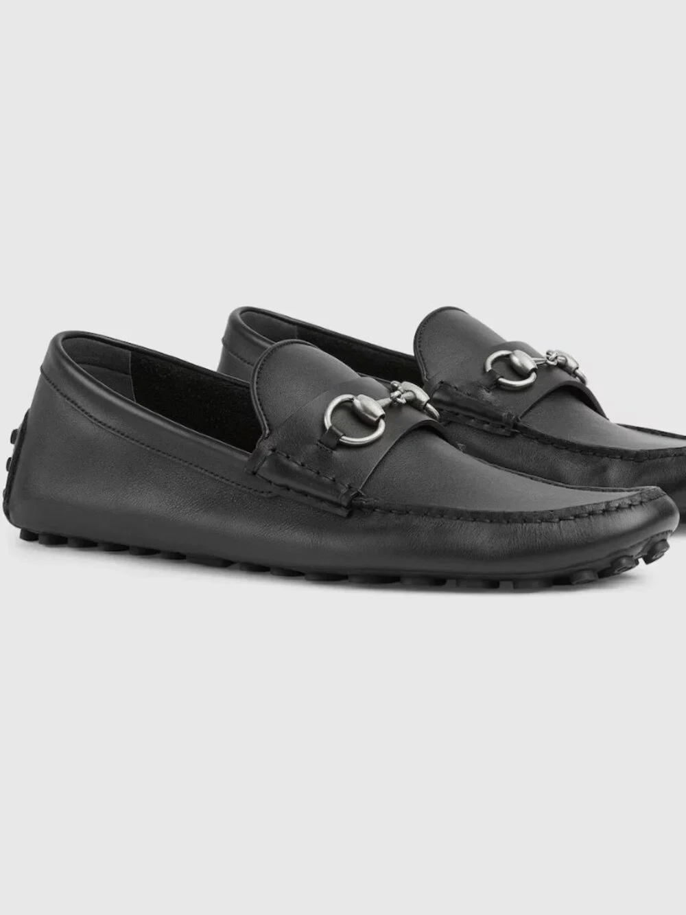 Gucci Hebron Horsebit Mens Driver Loafer Shoes Black Leather UK 9.5 US 10